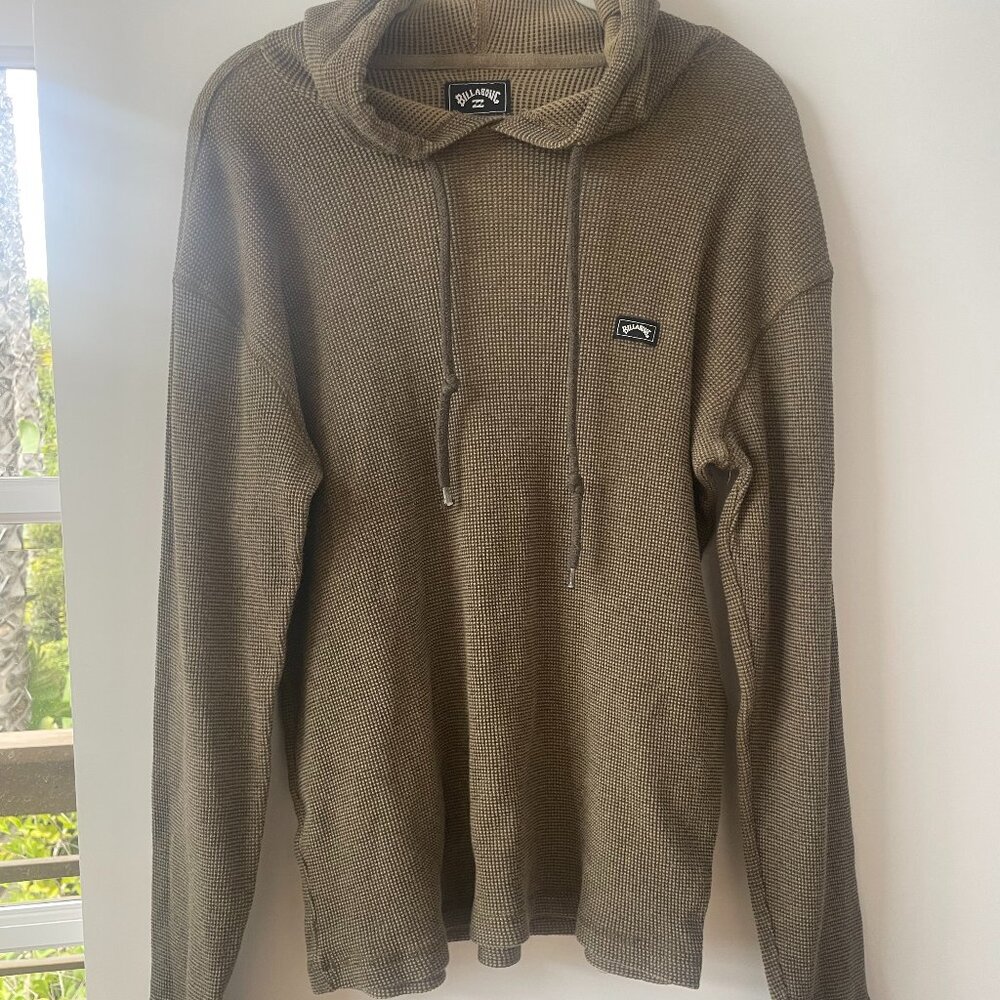 Billabong Waffle Knit Pullover Hoodie in Brown,‎ Size Small